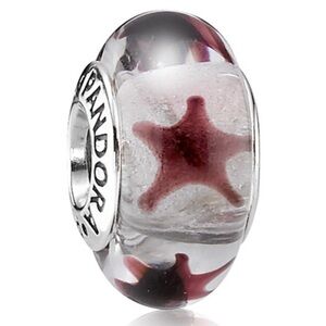 Pandora Maroon Stars Murano Glass Charm